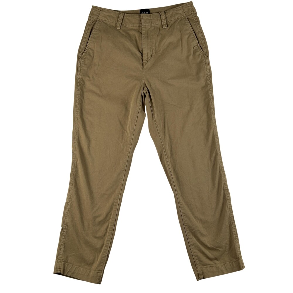 Gap Pants Womens 4 Beige Twill Chino Straight Leg Ankle Stretch Casual